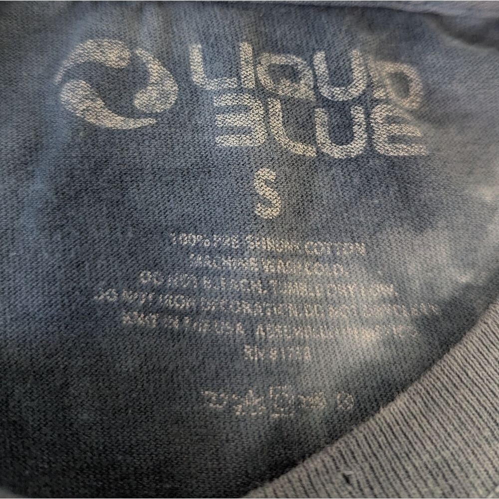 Liquid Blue Kiss Band Tee Small Y2K Ricker Chick 90 Tie Dye Gray Blue Relaxed - Picture 9 of 11